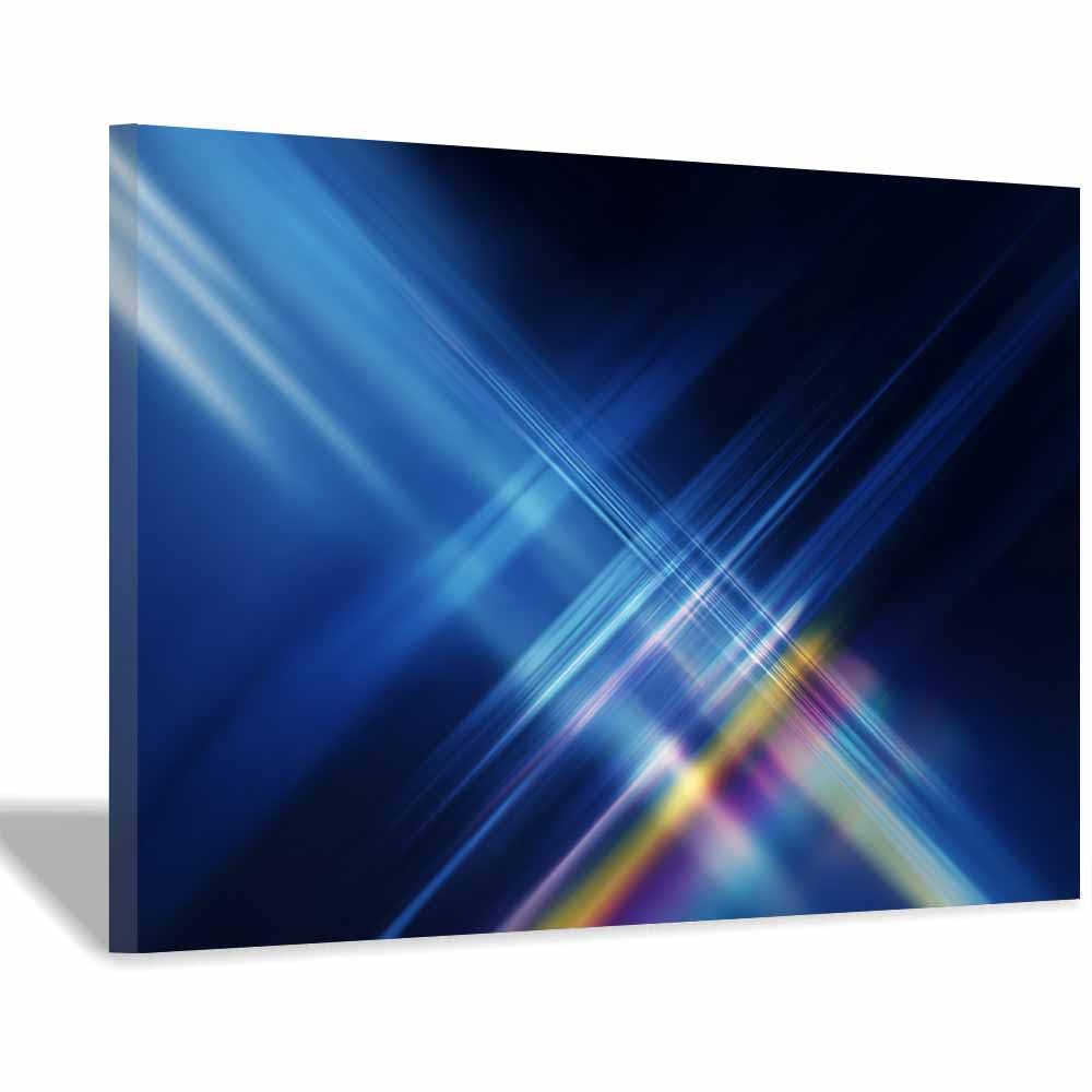 WUFIEA Ogólny abstrakcyjny obraz na płótnie niebieska linia przecięcie do salonu sypialni biura dekoracja (niebieski 65) - 40 x 60 cm oprawiony