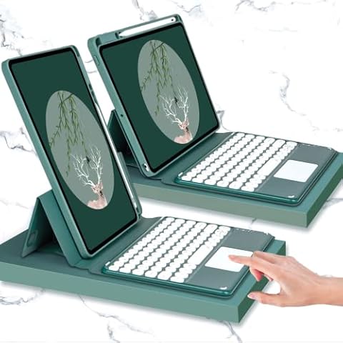 Keyboard for iPad Air 5th 4th Generation, iPad Pro 11 Case with Keyboard Touchpad - with Pencil Holder - Detachable Magnet Trackpad Keyboard with Clear Transparent Back Shell Cover, Teal Cover