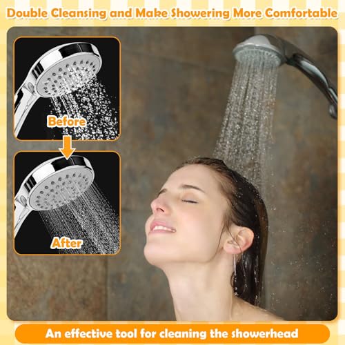 Image of 80 Pcs Shower Head Cleaner Tool, 70 Pcs Shower Head Cleaning Brush Picks for Unclogging Small Hole,10 Pcs Functional Nozzle Unclogger for Showerhead with Storage Box for Household Bathroom (Orange)
