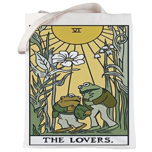 Sac fourre-tout grenouille et crapaud cabas en toile de coton imprimé humoristique
