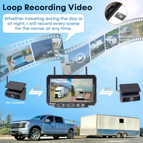 Magnetic Solar Wireless Backup Camera: 7" DVR Portable 1Min Easy Install Scratch-Proof No Delay Voice ON-Off Truck Trailer Hitch Rear View Camera Rechargeable HD 1080P Night Vision for RV Pemacom P15 - Image 6