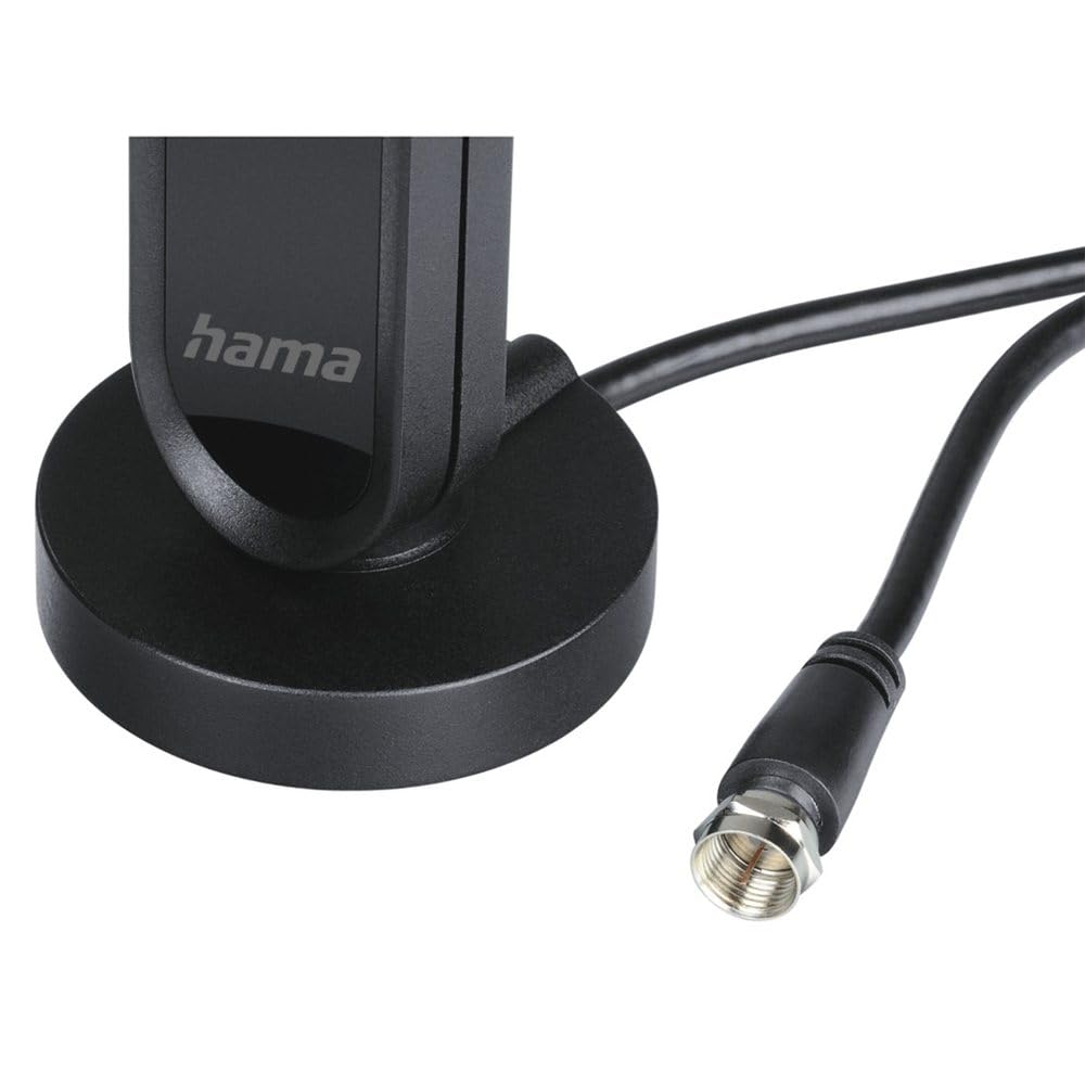 Hama Innenantenne (Antenne für Digitalradio (Dab/Dab+) und analog FM, Verstärkung des aktiven Signals bis zu 30 dB, Kabel 1,5 m, F-Stecker, Netzteil), Schwarz