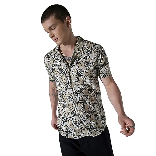 Image of Hubberholme Men's Rayon Relaxed Fit Printed Half Sleeve Resort Shirt