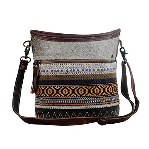 Myra Bag Adaptable Shoulder Bag UpcycledCotton & Cowhide LeatherS-2864