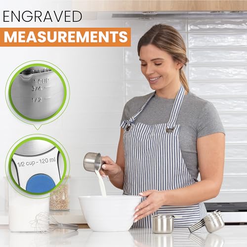 Image of Spring Chef Magnetic Stainless Steel Measuring Cups Set of 7, Winter Frost