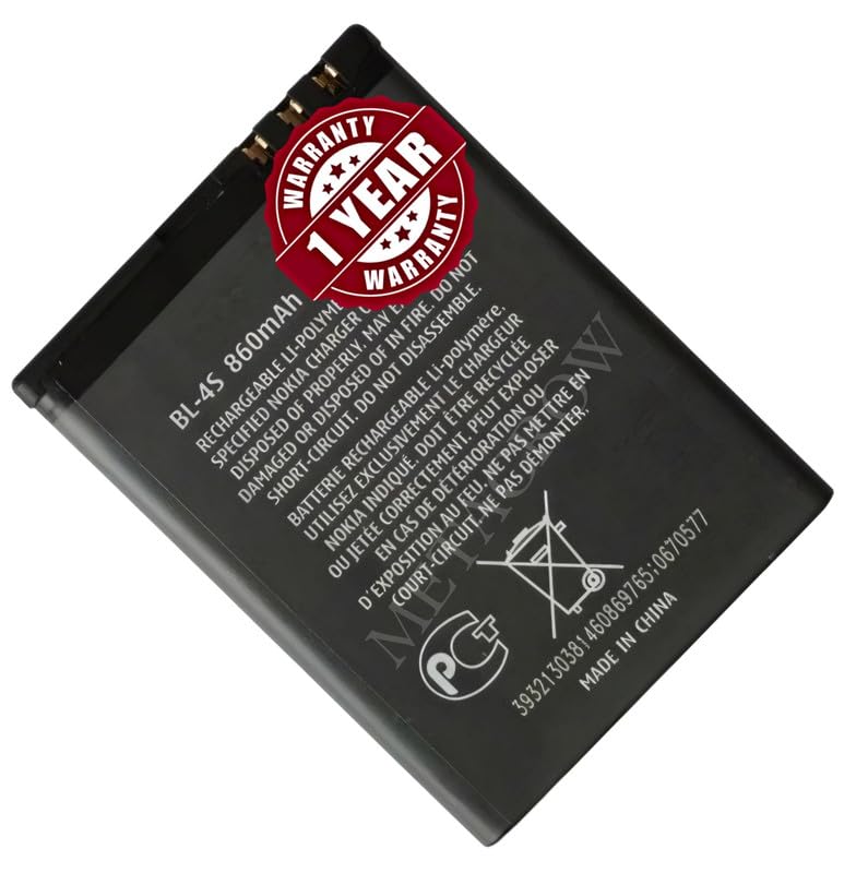 Image of Original BL-4S Battery Compatible with Nokia 2680 Slide | 3600 Slide | 3710 Fold | 6208C | 7020 | 7100 Supernova | 7610 Supernova | X3-02 - (860mAh) - 1 Year Warranty CD6