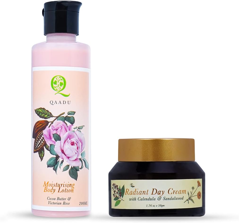 QAADURadiant day cream 50g and Moisturizing Body Lotion 200ML Combo For Healthy, Hydrated, Smooth and Glowing Skin