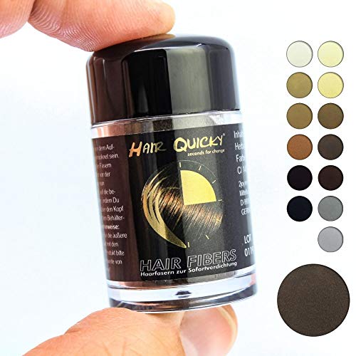 Hair Quicky® Premium Hair Fibers, fibras de pelo, construcción de pelo espesante de cabello, en caso de alopecia calvicie caída del pelo o cabello ralo, natural queratina | 2,5g | castaño medio