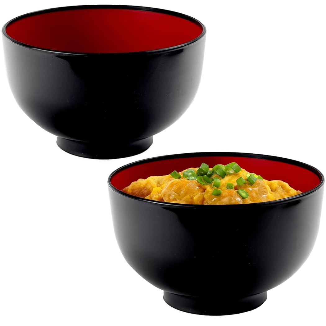 doragon23　ブラックレッド Amazon.com | JapanBargain, Set of 2 Japanese Large Ramen Bowls