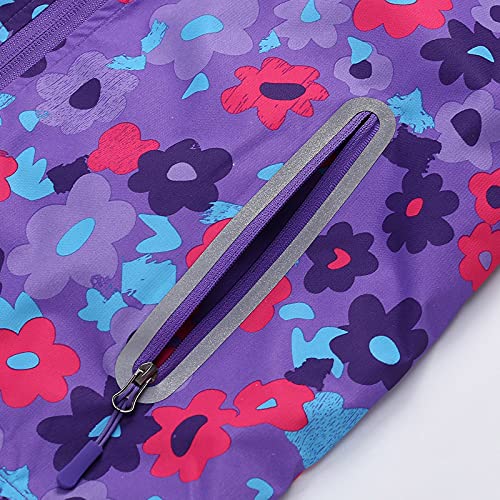 Girls Hooded Raincoat Printed 𝗪aterproof Zipper Slim Fit Windproof Jacket Warm Thick Outerwear with Pocket4
