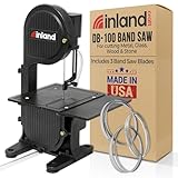 Inland Craft DB-100 Band Saw Machine for Cutting Stained Glass, Stone, Plastic, Wood, Metal, Corals - Band Saws for Woodworking, Metal Cutting Bandsaw - Includes THREE Blades - Black