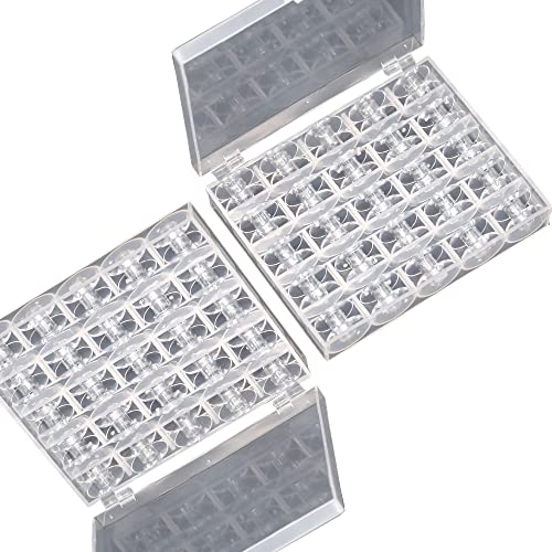 25 Slots Empty Bobbins Spools Box 2 Pcs/50Pcs Class 15 Transparent Sewing Bobbins,SA156 Sewing Machine Bobbins for Brother.Plastic Bobbins with Case