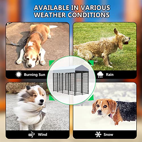 JAXPETY Large Dog Uptown Welded Wire Kennel Outdoor Pen Outside Exercise Crate Pet Wire Cage w/ Roof - Image 8
