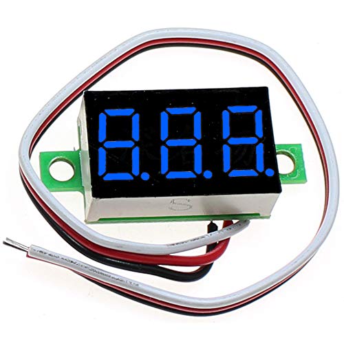 Image of (5 Pack) JacobsParts DC 0-30V 3-Wire Voltmeter 3-Digit LED Display Panel Volt Meter Digital Voltage Tester (Blue)