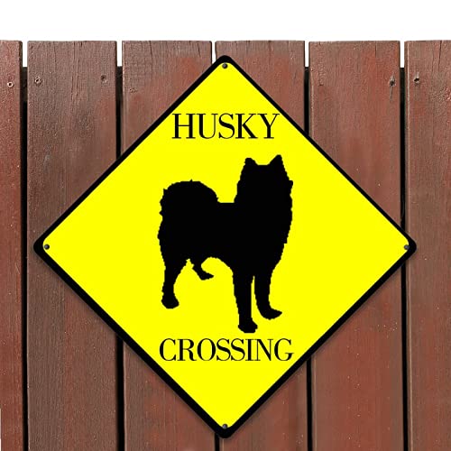 Panneau Husky Crossing en métal rouillé déco de jardin extérieur résistant aux intempéries