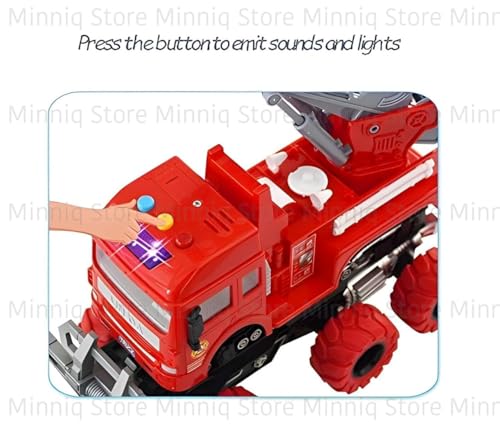Image of Fire Resque 6x6 with Lights and Sounds Friction Powered Trailer Model Diecast Vehicle Truck Toys Best Birthday Gift for Kids (Fire Resque 6x6 Truck)