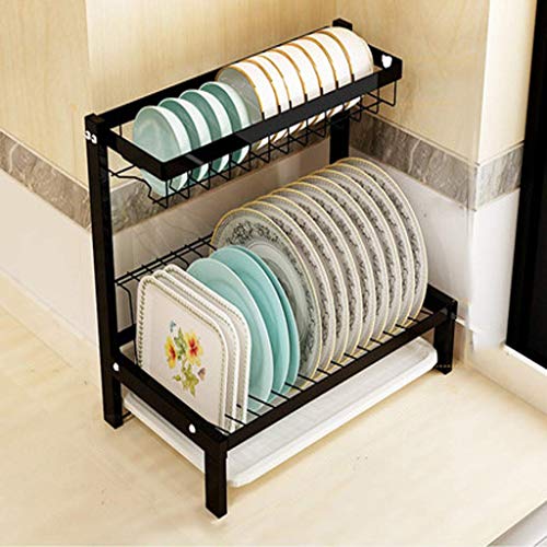 Escurrecubiertos de Acero Inoxidable, escurreplatos de Cocina, escurreplatos de encimera con Drenaje, escurreplatos Negro.