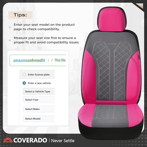 Image of Coverado Car Seat Covers Full Set, Leather Seat Covers, Rose Automotive Protectors 5-Seat, Luxury Universal Fit Seat Covers for SUV, Truck, Sedan and Most Vehicles All-Weather