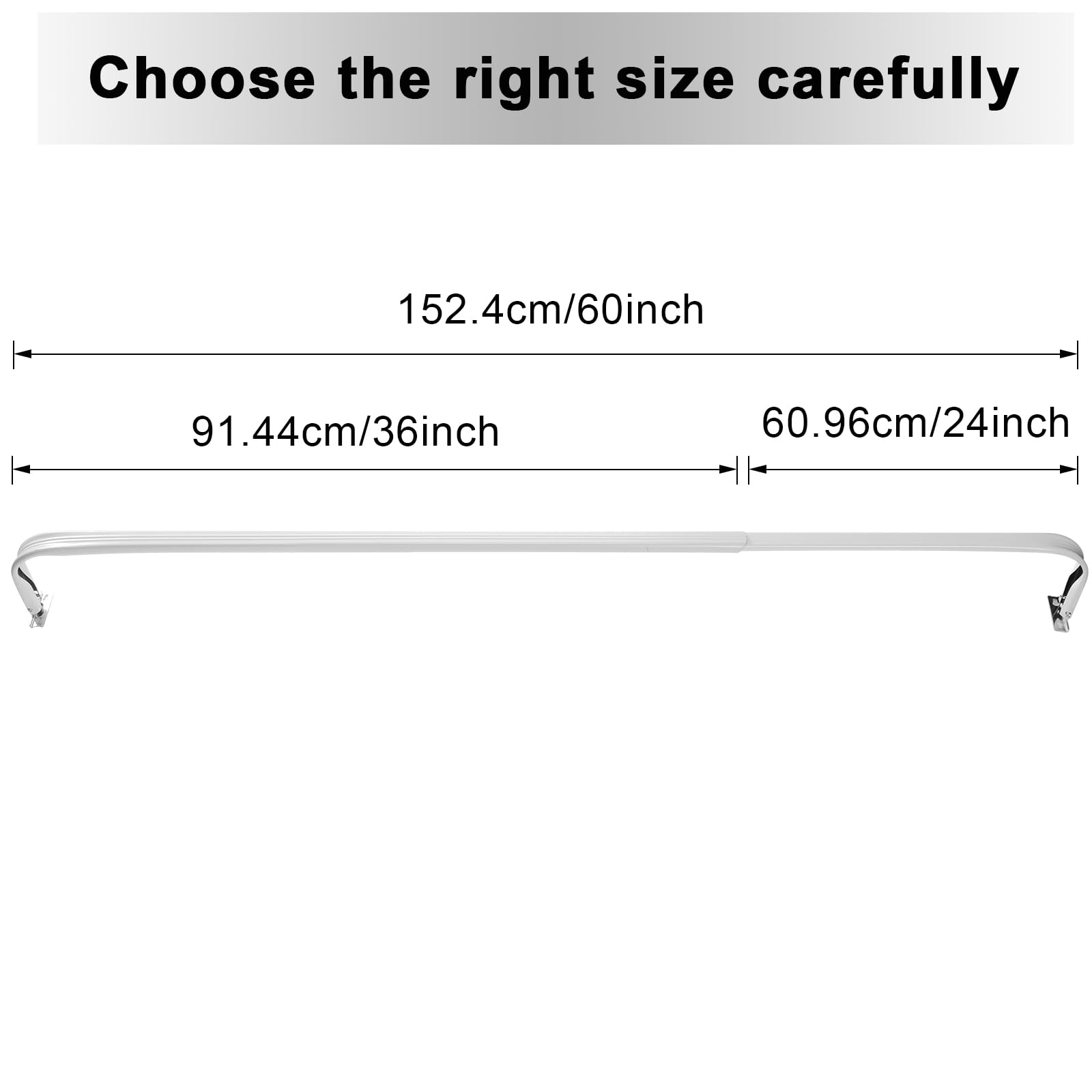 Wesiti 4 Packs Curtain Single Rods for Windows Adjustable Tension Rod for Door Kitchen Valance Sash Curtains, Bracket and Hardware Included (White,36-60 Inch)