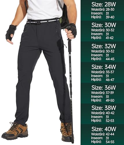 NATUVENIX Wanderhose Herren, Leichte Outdoor Hosen für Herren Wasserabweisend Trekkinghose Schnell Trocknende Reisenhose Männer Stretch Arbeitshose