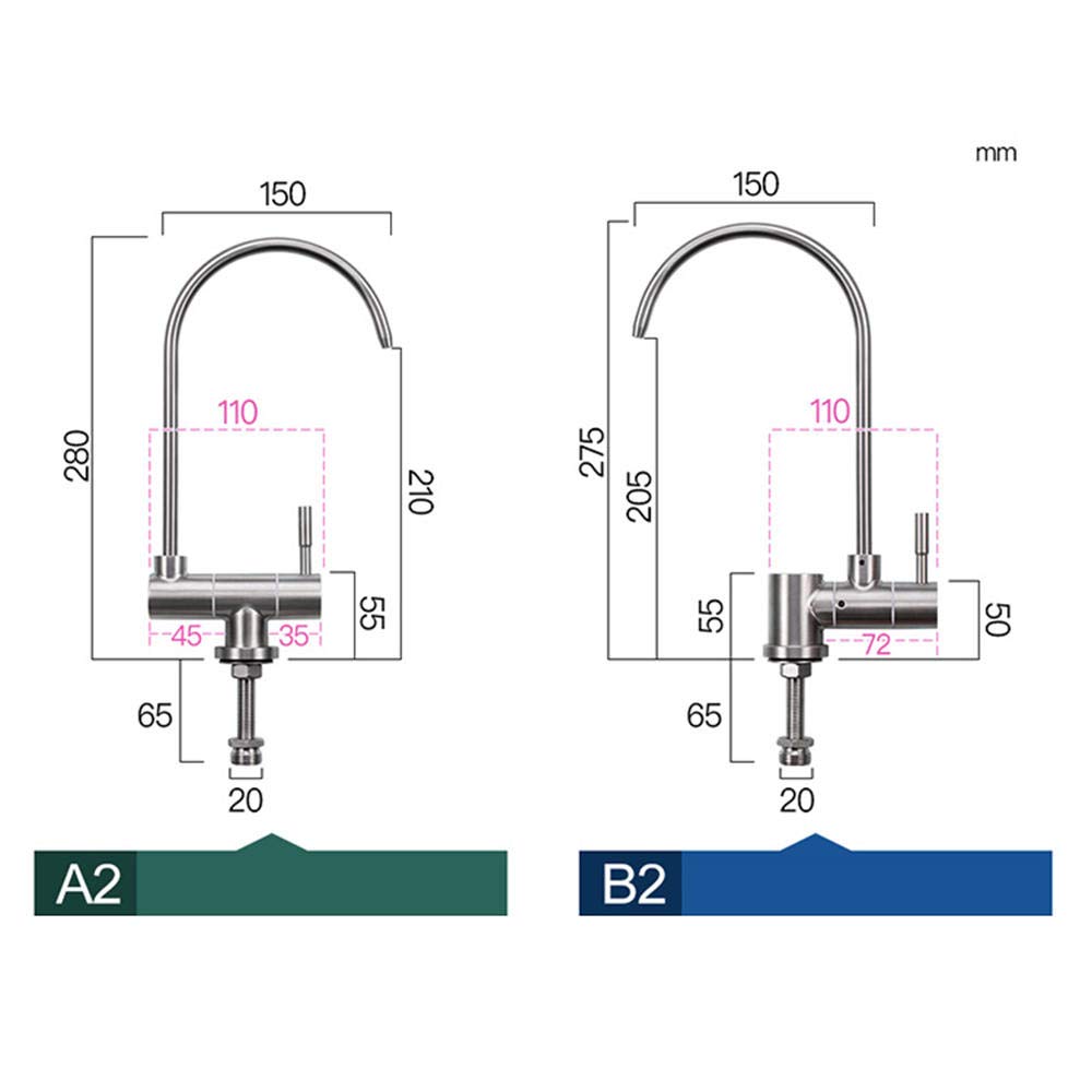 Grifo de agua pura para fregadero de cocina, acero inoxidable 304, diseño de cuello de cisne de 1 5 cm o 1 10 cm, ajustable, fácil instalación, compatible con sistema de ósmosis inversa