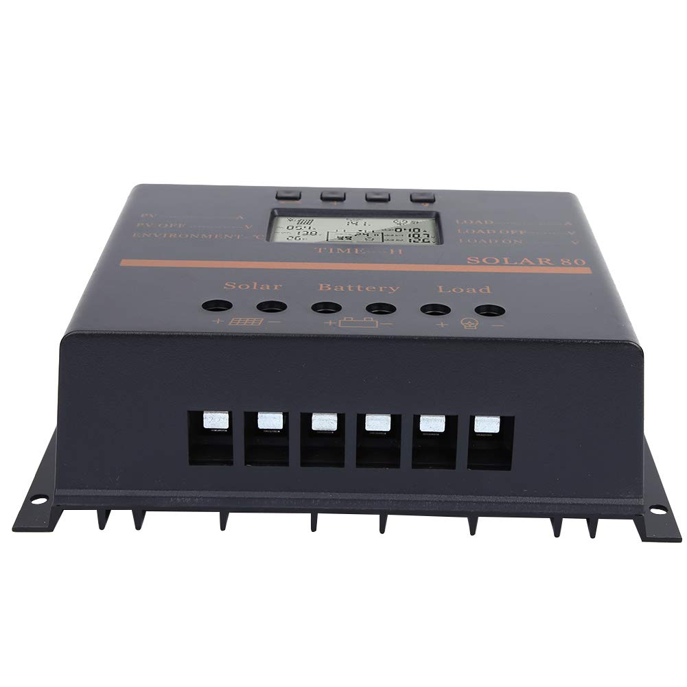 80A Controlador de Carga Solar, Pantalla LCD, 12V 24V