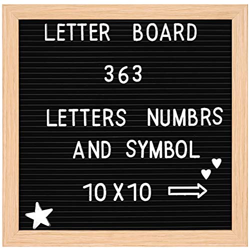 Plastic Letter Board with 10x10 Inch Message Board Wooden Frame,Rustic Wood Letter Board Set for Wall Decor,Changeable Message Board with 363 Numbers and Letters