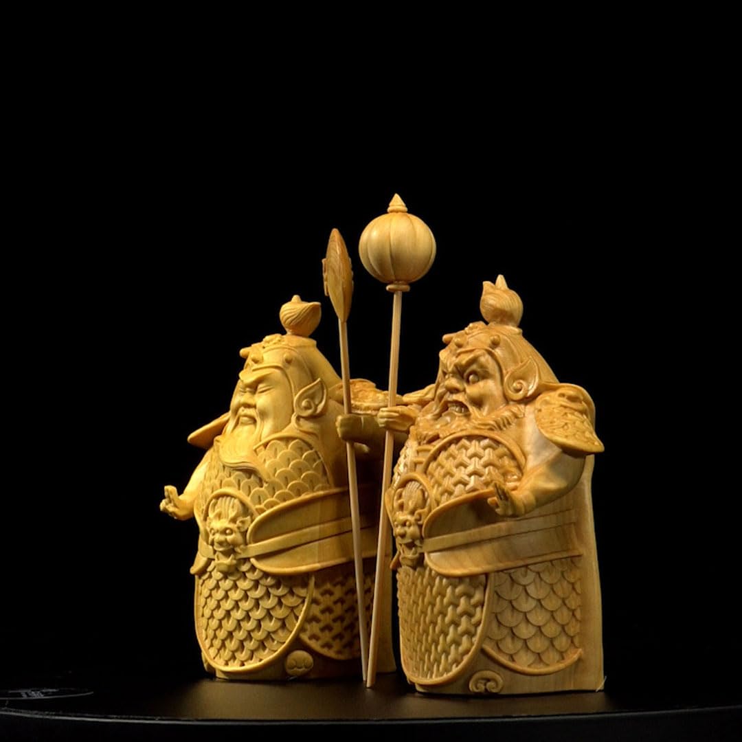 金剛力士像 木彫り 仁王像 2体セット 高級天然ツゲ木彫り 阿吽像