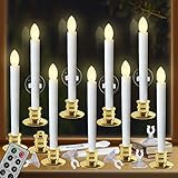 Window Candles with Remote Timers 10PCS Battery Operated Flickering Flameless Led Electric Candle...
