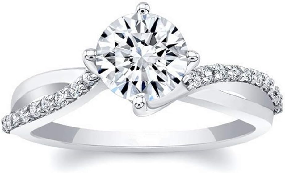 Aihpos 1-1/4 Carat (ctw) Engagement Rings for Women 1 Carat Center Moissanite Rings Twisting Infinity Pave Set 925 Sterling Silver 10K 14K 18K Gold Anniversary Wedding