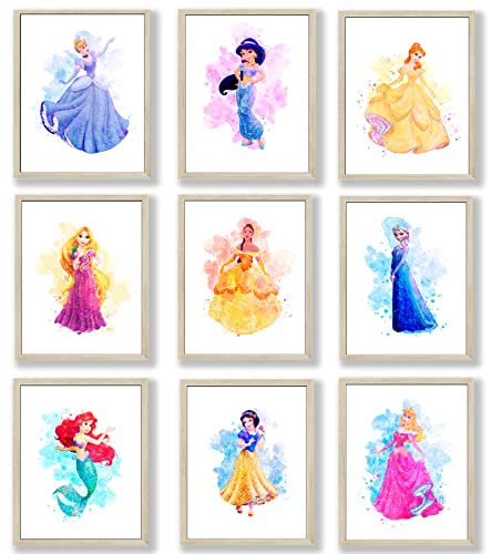 HerZii Prints Lot de 22,3 à 20,3 x 25,4 cm – Décoration murale de princesse pour chambre de fille – Décoration murale de princesse pour chambre de fille