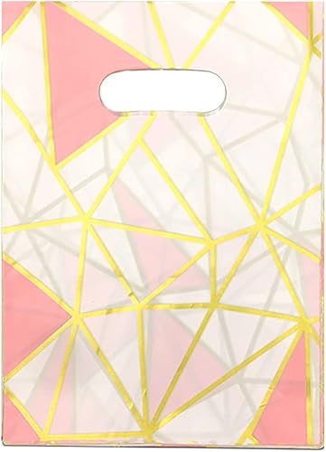 Joyhey 100 bolsas de plástico de 5.7 x 7.7 pulgadas, bolsas de compras, bolsas de venta al por menor, bolsas de regalo con asas troqueladas,