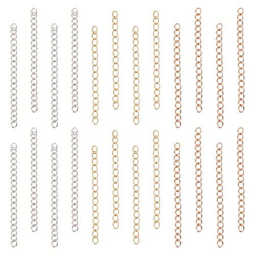UNICRAFTALE Circa 60 pz 3 Colori 45~55mm di Lunghezza Catene Terminali 304 Catene A Maglia in Acciaio Inox Extender Ipoallergenico per La Produzione di Catena di Gioielli