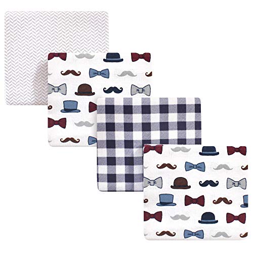 Image of Little Treasure Unisex Baby Cotton Flannel Receiving Blankets, Handsome Fella 4-Pack, One Size