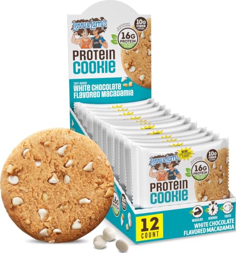 Image of Lenny & Larry's Protein Cookie, White Chocolate Flavored Macadamia - High Protein Snacks with 16g Plant Protein, 10g Fiber, Soft-Baked, Vegan, Non-GMO | 4oz, Pack of 12