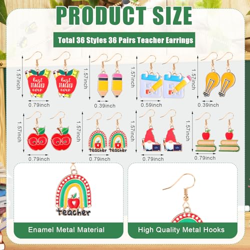 Yunlly 36 Pairs Holiday Earrings for Women Christmas Acrylic Teacher Appreciation Gifts Bulk Apple Santa Claus Earrings Cute Christmas Teacher Appreciation Gifts Party Favors2