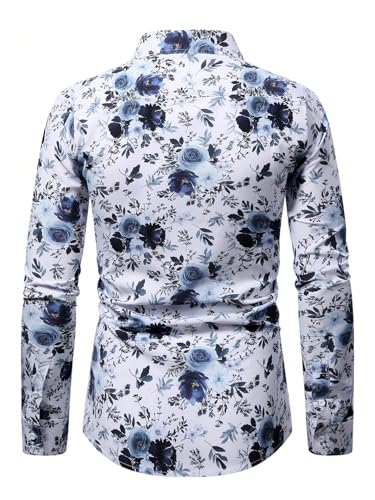 Men's Floral Dress Shirts Flower Graphic Collared Long Sleeve Button Down Shirt2