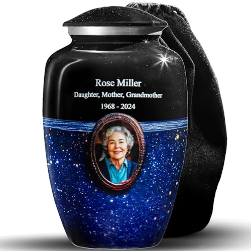 Blue Galaxy Photo Urn for Human Ashes – Personalized Cremation Tr...