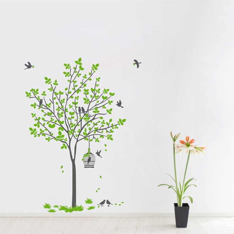 DreamKraft Tree with Swing & Birds Wall Sticker – Nature Theme PVC Vinyl Art for Living Room & Kids Room Décor (Size: 60 x 90 cm) 1