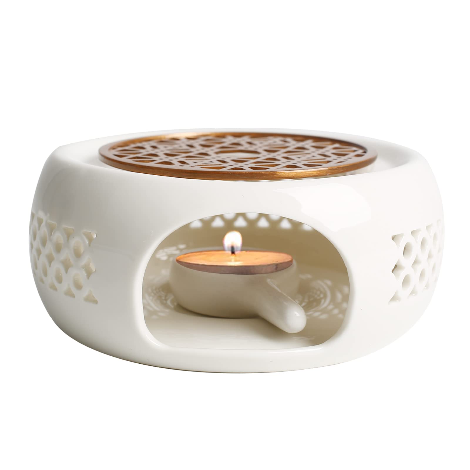 ZJT Podgrzewacz do dzbanka do herbaty, czajniczek do herbaty, ogrzewanie porcelanowe, w stylu retro, ceramiczny podgrzewacz do podgrzewania herbaty i kawy