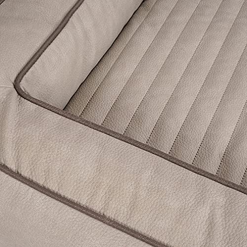 Knuffelwuff Orthopädisches Hundebett aus Laser gestepptem Kunstleder Montego M-L 85 x 65cm Grau