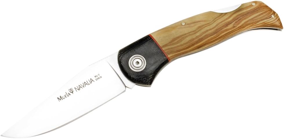 MUELA NAVAL-10M.OL Olive Wood Handle Hunting Knife with Leather Sheath ting Knife With Leather Sheath, 4"