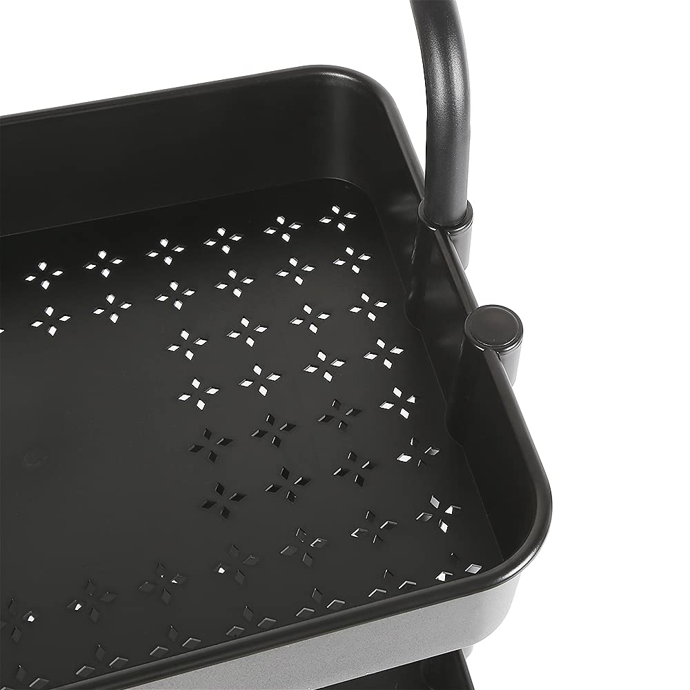 Rollwan 3 Etan - Recipiente multiusos de metal y plástico, 43 x 36 x 86 cm, ideal para pasatiempos, oficina, baño, cocina, solución de almacenamiento versátil en color negro