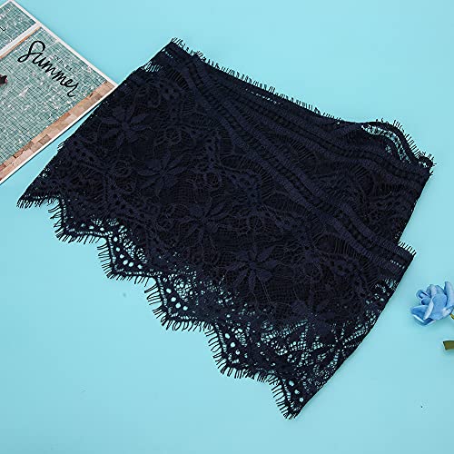 Navy Lace Trim Ribbon, 14.5cm Silk Clothing Embroidery Lace Ribbon Lace Trim Edging Trimming Lace Trimming Fabric for Sewing, Clothing, Dress, DIY Crafts Decoration (Color 1 Navy Blue) - Image 4