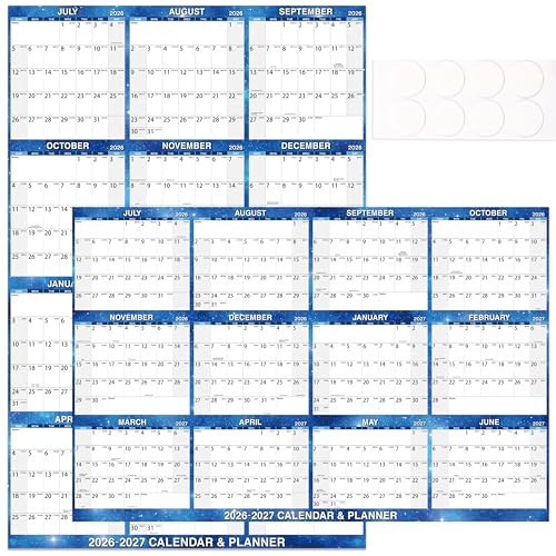 32" x 48" Attitill 2026-2027 Dry Erase Wall Calendar - Wall Calendar 2026-2027 from Jul. 2026 to Jun. 2027, Dry Erase Calendar with Round Stickers, Waterproof, Durable & Perfect for Daily Life Planning