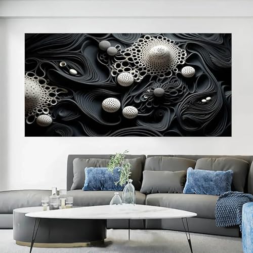 Art mural abstrait noir et blanc XINBAO texture esthétique chic