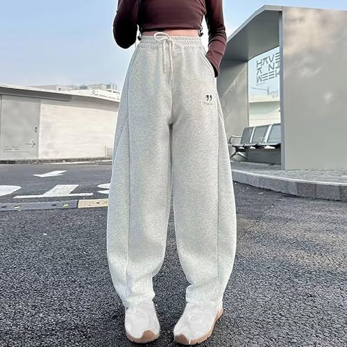 Teen Girls Stylish Wide Leg Sweatpants Elastic High Waist Solid Color Atheletic Pants Casual Loose Comfy Soft Trouser2