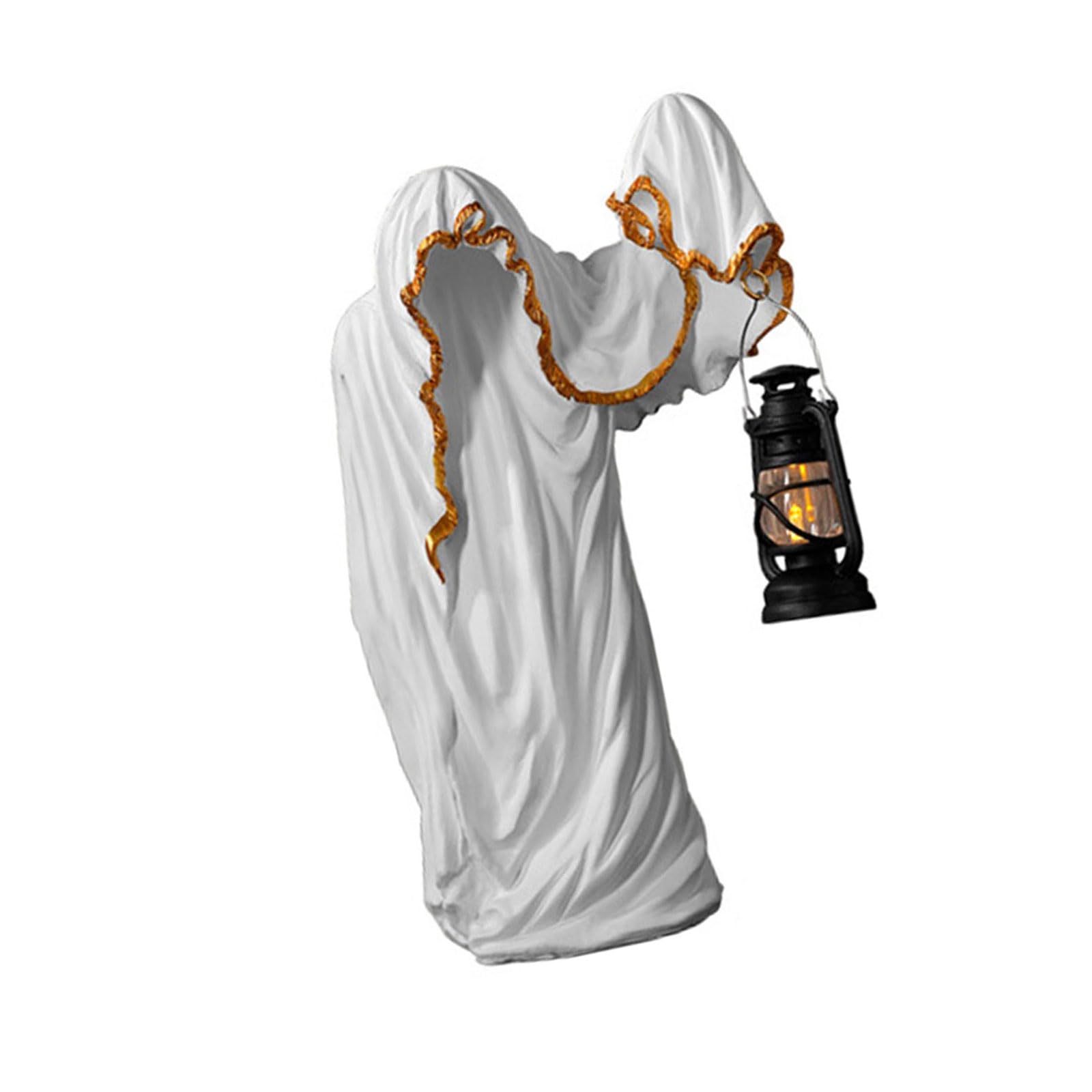 YWLUUOO Wizard Statue with Glowing Lamp Resins Sculpture Decors Perfect for Halloween Themed Tabletop and Shelf Displays Halloween Tabletop Decorations
