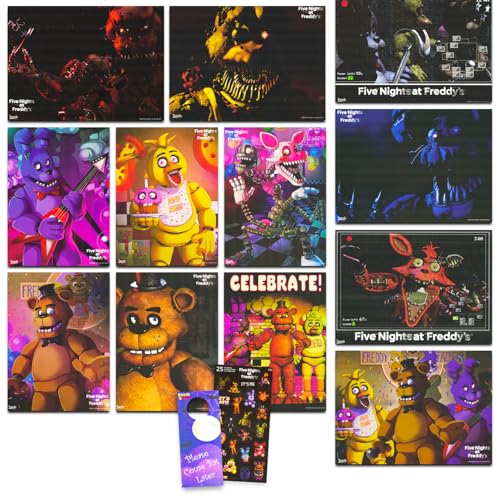 Five Nights at Freddy's Posters for Bedroom - Room Decor Bundle With 12 FNAF Posters for Walls, Poster Pack Set | Room Decorations for Boys