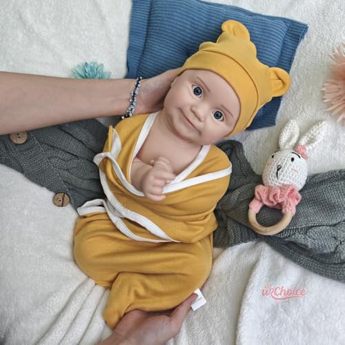 50 cm lebensechte Reborn-Babypuppe Mädchen aus Silikon mit offenem Mund – realistische Neugeborenenpuppe mit offenen Augen – Bild 6
